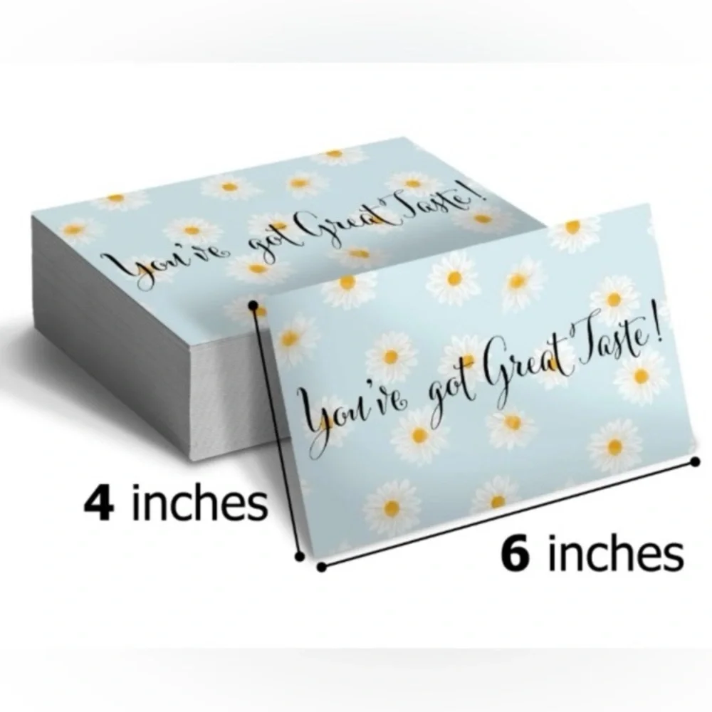 50 Large Thank You Cards 4x6” Daisy Print Blank on Back Floral Small Business